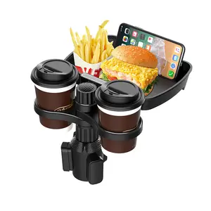 Portátil Car Cup Titular Bandeja Refeição anexável Expandido Mesa Desk 360 Rotatable ajustável Car Food Bandeja Cup Holder