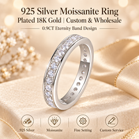 S925 Sterling Silver Moissanite Anneau Fermé Simple À La Mode Classique De Luxe Bague De Mariage Bijoux