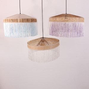 Minimalist Design Rattan Raffia Chandelier Round Pendant <b>Light</b> For Living Room <b>Dining</b> Room Bar Soft Furnishings Showroom - Product Image 4