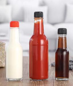 Bouteilles en verre transparent de 5 oz pour sauce piquante, avec bouchons à vis noirs étanches, inserts compte-gouttes, petites bouteilles à <span class=keywords><strong>vin</strong></span> vides - Product Image 3