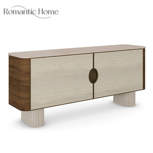Buffet moderne <span class=keywords><strong>haut</strong></span> <span class=keywords><strong>de</strong></span> gamme en bois <span class=keywords><strong>de</strong></span> noyer et finition en tissu doux avec un design <span class=keywords><strong>de</strong></span> rangement élégant pour les espaces <span class=keywords><strong>de</strong></span> vie <span class=keywords><strong>de</strong></span> luxe - Product Image 3