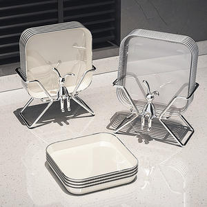 Assiette carrée pour restes, de qualité alimentaire, pour les fêtes, vaisselle haut de gamme, design uni - Product Image 1