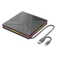 Unidad óptica de DVD EDD32, bandeja de luz RGB, reproductor quemador externo de CD/DVD RW tipo C para Macbook Pro Air Wins11/10, ordenador de escritorio