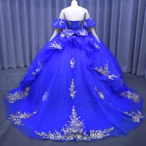 Abito <span class=keywords><strong>da</strong></span> <span class=keywords><strong>ballo</strong></span> di lusso blu reale per Quinceañera, vestito <span class=keywords><strong>da</strong></span> sera perfetto per ragazze di 16 anni, stile festa, lungo fino al pavimento, con applicazioni naturali - Product Image 3