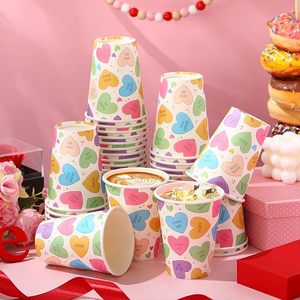 Vasos de papel de una sola pared con tapa para llevar, de 8 oz, con diseño de lunares, reciclables, para café caliente, leche y té, para niños. - Product Image 2