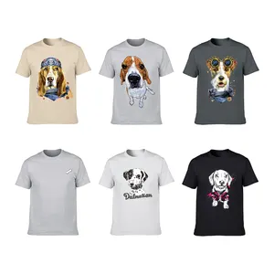 छोटे फ्लाई बर्ड थोक उच्च गुणवत्ता 100% कपास 180g मुद्रण पशु कुत्ता tshirts कस्टम लोगो टी शर्ट पुरुषों मुद्रण लोगो टीशर्ट
