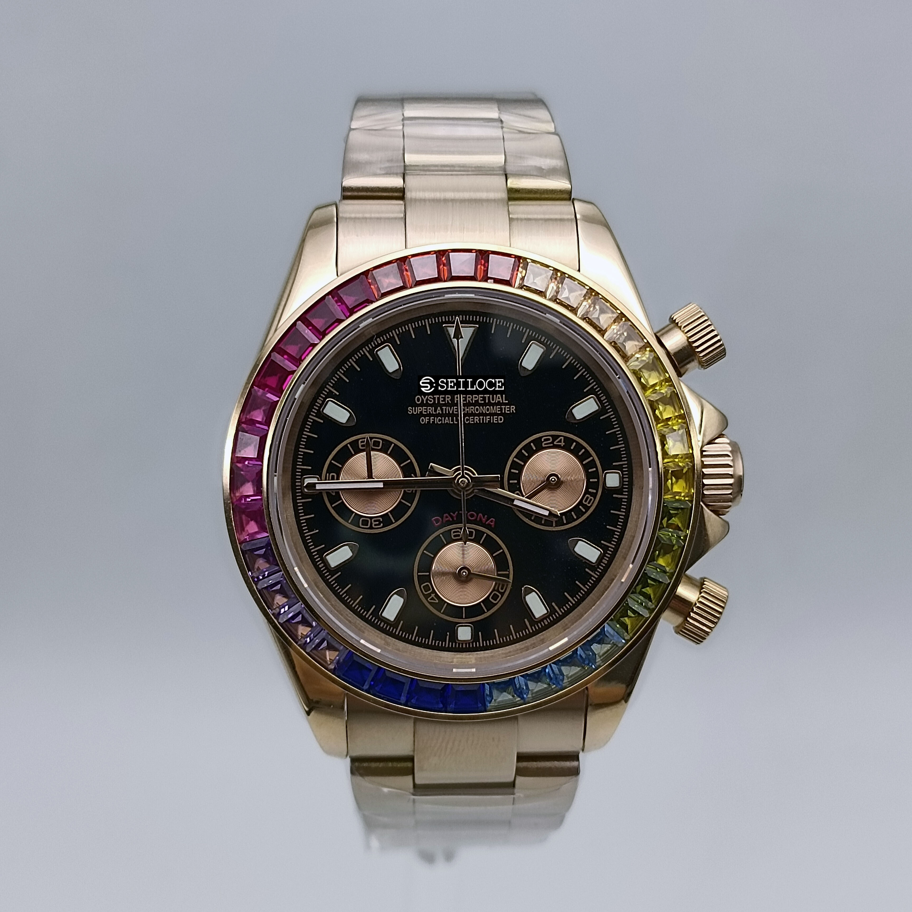 Caja de oro rosa + esfera negra