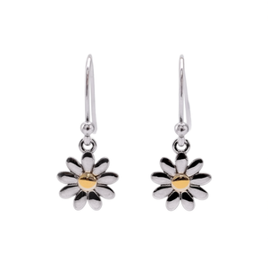 E2214 Pendientes colgantes de flor de oro blanco para mujer, bonitos pendientes de aleación, joyería de moda - Product Image 1