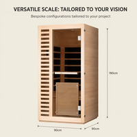 Sauna hybride intérieur Ploutara à chauffage au bois et infrarouge, chauffe rapide en 15 min, modulaire, adapté aux espaces irréguliers, proposition CAO, bien-être