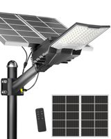 Lampadaire solaire LED IP67 100-300W 6000K lumière du jour en aluminium avec télécommande, fixation murale pour usage routier, garantie 2 ans