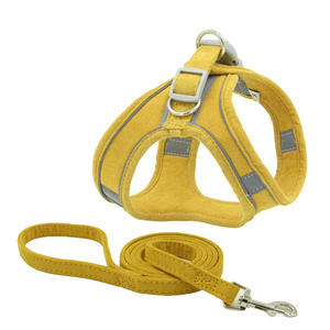 Tali Kekang Hewan Peliharaan Suede, Tali Dada Rompi Anjing Kecil <span class=keywords><strong>Harness</strong></span> Kucing Bernapas Reflektif - Product Image 1