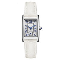 Montre Femme Tendance à Cadran Carré Phase de Lune, Aiguille Bleue, Chiffres Romains, Quartz, Bracelet en Cuir Multicolore – Nouvelle Collection