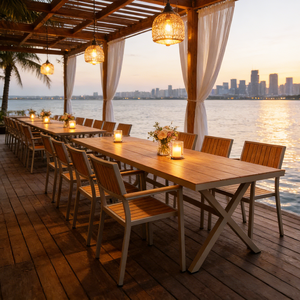 Ensemble de salle à manger d'extérieur pour 6 personnes, ensemble de <span class=keywords><strong>table</strong></span> et de chaises en aluminium 7 pièces, ensemble de meubles modernes, <span class=keywords><strong>table</strong></span> à manger pour restaurant - Product Image 1