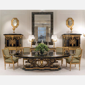 Chaise de salle à manger de style <span class=keywords><strong>Louis</strong></span> <span class=keywords><strong>XVI</strong></span> néoclassique français, sculptée à la main, dorée, en bois massif, rembourrée, pour la décoration de villa et de maison - Product Image 6