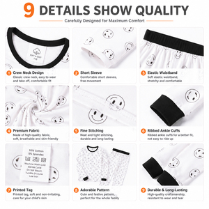 Pijamas a juego para la familia, conjunto de ropa de descanso de algodón con estampado de sonrisa blanca para mamá y yo, para bebés, niños pequeños, mujeres, estilo lindo - Product Image 5
