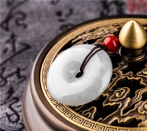 <span class=keywords><strong>22</strong></span>-25 Fengshui قلادة حظ جيد Myanmar اليشم دونات قلادة بالجملة مع سلسلة حبل - Product Image 2