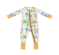 Pakaian Anak Grosir Jumlah Besar, Baju Terusan Bayi Resleting untuk Bayi, Lengan Panjang Tanpa Kaki, Lembut, Bernapas, Pakaian Luar Ruangan