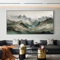 Tableau mural sur toile Paysage Montagneux, Art abstrait sur toile de montagne aux tons neutres, Grande œuvre d'art murale en impasto, Décoration de salon