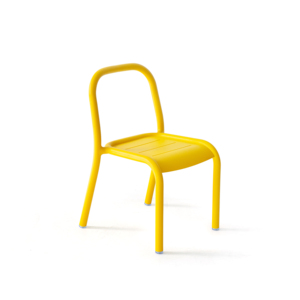 Yellow Stackable Aluminum Children's Chair-Eco-Friendly Foldable Minimalist Design - Product Image 3