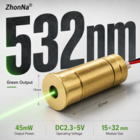 Module laser vert ZhonNa 532nm 45mW pour numérisation 3D, modélisation en laboratoire, instrument optique, accessoires d'outils, kit de pièces DC2.3-5V