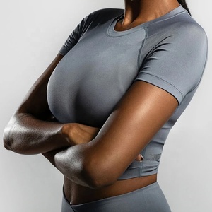 Débardeurs de sport respirants pour femmes PIHA SPORTS, à manches courtes, col rond, en polyester/coton, séchage rapide, écologiques - Product Image 4