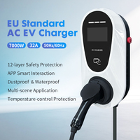 Borne de Recharge Murale AC 7KW Standard UE pour Véhicules Électriques, Boîtier de Charge Intelligent avec Moniteur de Charge en Temps Réel et 12 Protections de Sécurité pour la Recharge Publique