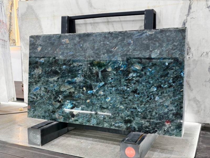 Customizable Blue Emerald Labradorite Granite Slab
