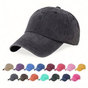Casquette de baseball unisexe en coton délavé rose sportive à 6 panneaux personnalisable en gros - Product Image 1