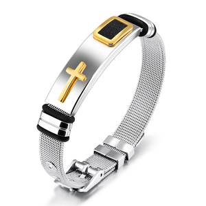 2019 più nuovo commercio all'ingrosso alla moda del <span class=keywords><strong>rosario</strong></span> religioso croce placcato <span class=keywords><strong>oro</strong></span> bracciali per unisex - Product Image 2