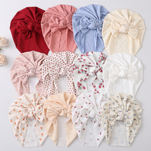 Gorro de punto elástico <span class=keywords><strong>con</strong></span> lazo grande y estampado floral, <span class=keywords><strong>turbante</strong></span> acanalado <span class=keywords><strong>para</strong></span> bebé, gorro <span class=keywords><strong>con</strong></span> lazo arrugado <span class=keywords><strong>para</strong></span> bebé - Product Image 3