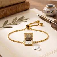 Pendentif carré en acier inoxydable avec boîte photo, réglable et ouvrable, avec chaîne de traction, style européen-américain transfrontalier, tendance