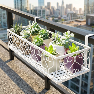 Support de plantes succulentes en métal blanc avec design suspendu pour pots de fleurs de jardin, style moderne, finition thermolaquée - Product Image 5