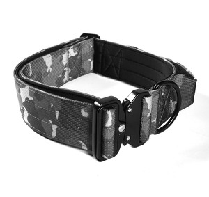 Collier tactique en nylon épais de 4cm de large pour chien, motif camouflage gris, avec doublure en néoprène, pour chien - Product Image 1