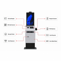 Kiosque de paiement et d'enregistrement en libre-service tout-en-un pour hôtels, 27-32 pouces, avec recycleur de billets, scanner de passeport, imprimante de reçus et SDK