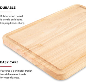 Planches à découper en <span class=keywords><strong>bois</strong></span> d'hévéa réversibles, en <span class=keywords><strong>bois</strong></span> massif naturel, pour charcuterie, fromages et service, type bloc de boucher - Product Image 4