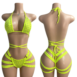 Elites seksi renk baskı dantel üç nokta tarzı seksi iç çamaşırı gece elbisesi - Product Image 4