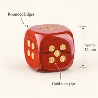 Dés à jouer Tiger Eye D6 avec des bandes brun et doré sur des faces cubiques polies et des points dorés circulaires pour collections de jeux de société