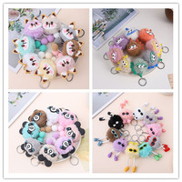 Porte-clés chaton en peluche douce et moelleuse, personnalisé, style dessin animé, pour sac, machine à griffes, cadeau de fête, vente en gros