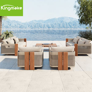 أطقم أرائك للحديقة والأماكن المفتوحة مصنوعة من خشب الساج والخشب الصلب تستوعب 3 مقاعد مناسبة للفنادق أطقم أرائك خارجية لحمام السباحة - Product Image 2