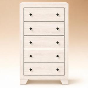 Commode à six tiroirs, commode en bois blanc, commode moderne, meubles de chambre à coucher, armoire de rangement à 5 tiroirs, organisateur - Product Image 1