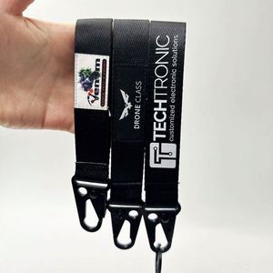 Custom Logo Motorcycle Keychain <b>Lanyard</b> Woven Tag Nylon <b>Polyester</b> Keyring Fabric <b>Lanyard</b> Promotional Carabiners & Keychains - Product Image 3