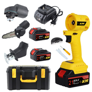 Mini tronçonneuse sans fil 21V, scie électrique portative avec tête interchangeable pour l'abattage en jardinage, combo - Product Image 5