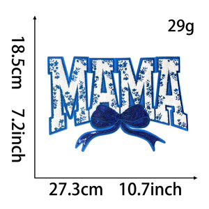 Patch brodé en chenille à sequins <span class=keywords><strong>MAMA</strong></span> pour la Fête des Mères, grand modèle 28 cm, appliqué <span class=keywords><strong>MAMA</strong></span> avec nœud, design brodé grande taille pour sweats à capuche - Product Image 4