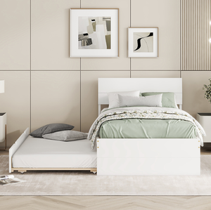 Modern Design Twin Size <b>Platform</b> <b>Bed</b> <b>Frame</b> with Drawers White Washed Color Murphy <b>Bed</b> - Product Image 4