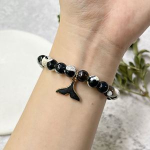 Bracelet en pierre naturelle avec perles de verre colorées, bijoux personnalisés exclusifs pour la guérison émotionnelle, service de personnalisation de carte de produit - Product Image 1