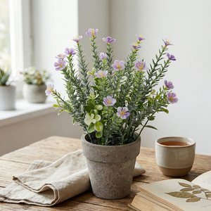 RUOPEI - Planta <span class=keywords><strong>Artificial</strong></span> de Hierba y Flores Púrpuras Mixtas, Inodora, en Maceta de PE, Lavanda, Resistente a los Rayos UV, Ecológica, para Hogar, Oficina, Mesa - Product Image 2