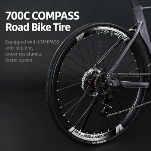 Vélo de route en alliage d'aluminium 700C à 14 vitesses avec fourche en acier au carbone et frein à disque double - Style course urbaine - Product Image 6