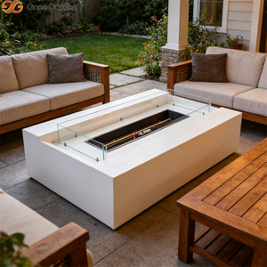 Moderna Brasera Rectangular de Acero para Gas Natural, con Pantalla de Vidrio Transparente, Resistente a la Intemperie, Mesa de Fuego para Exteriores - Product Image 6