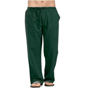 Pantaloni da uomo in cotone e <span class=keywords><strong>lino</strong></span> pantaloni traspiranti che assorbono il sudore pantaloni larghi casual di base - Product Image 3