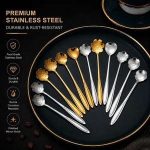 Cuillères <span class=keywords><strong>en</strong></span> <span class=keywords><strong>métal</strong></span> doré et <span class=keywords><strong>argenté</strong></span> BAMBUS, inspirées des fleurs - Cuillères à café <span class=keywords><strong>en</strong></span> forme de cœur, rose et fleur de cerisier pour desserts et agitation, lot <span class=keywords><strong>en</strong></span> vrac - Product Image 3